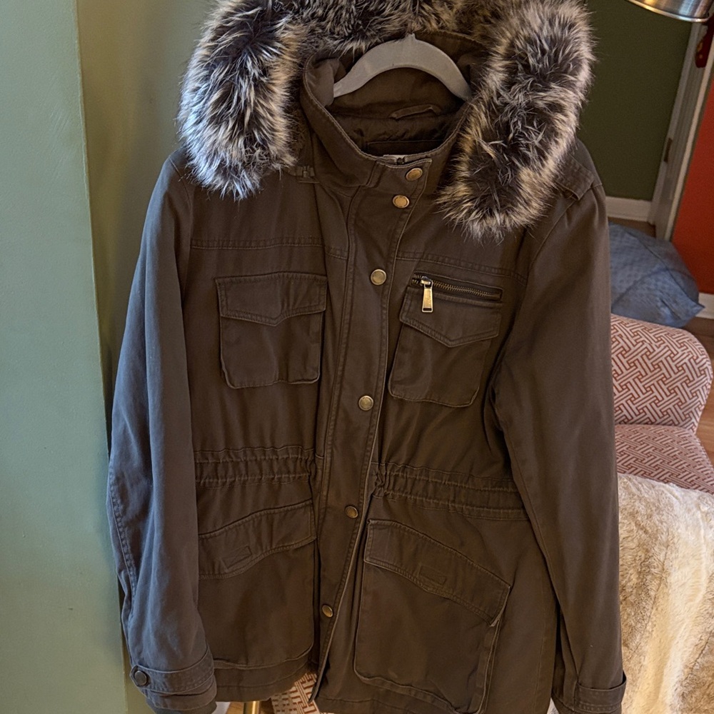 BCBGeneration Dark Brown Utility Jacket with Faux… - image 3